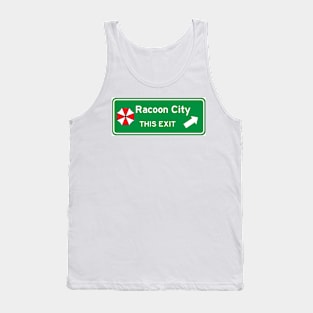 Racoon City Highway Exit Sign Tank Top